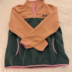 L.L. Bean Women’s Airlight Pullover, pink and green colorblock XL